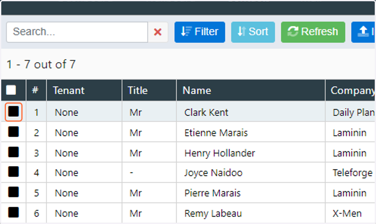 Select the first contact to be merged