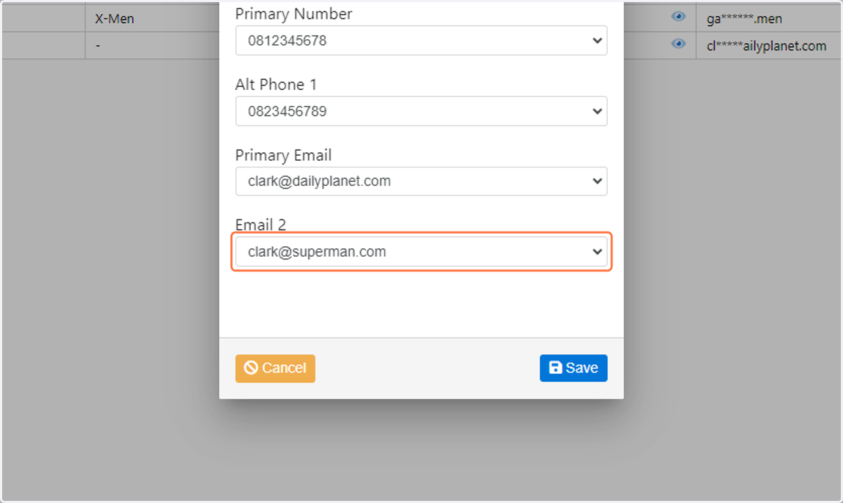 Select an alternate email