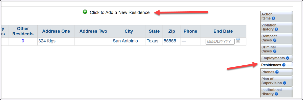 This screenshot shows where to make the address updates and to add 'other residents' residing in the home.