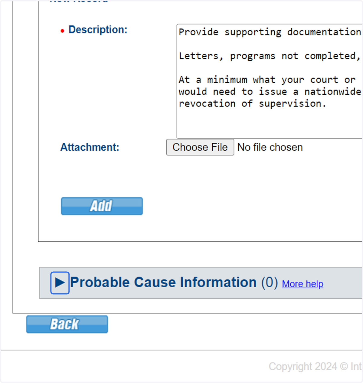 Click on ▶ Probable Cause Information