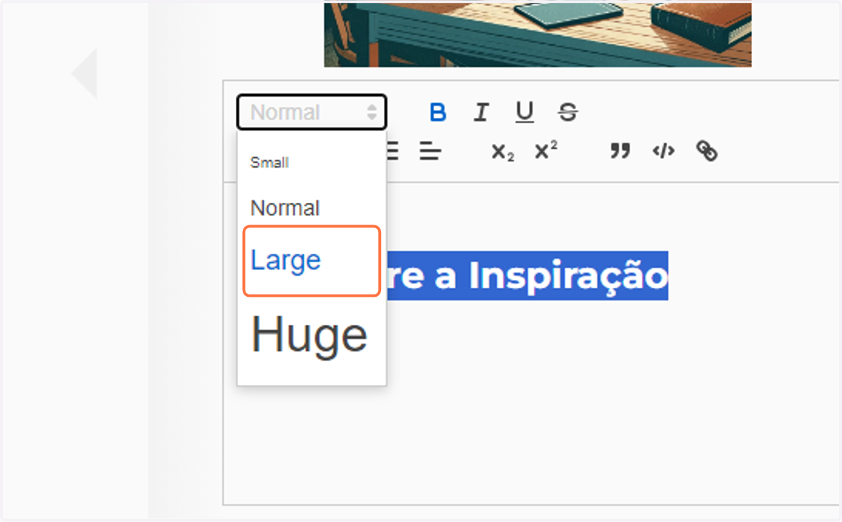 Aumente o tamanho do texto
