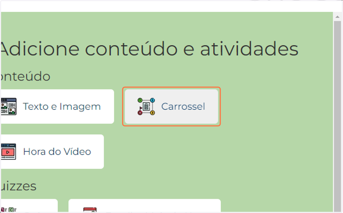 Clique em Carrossel