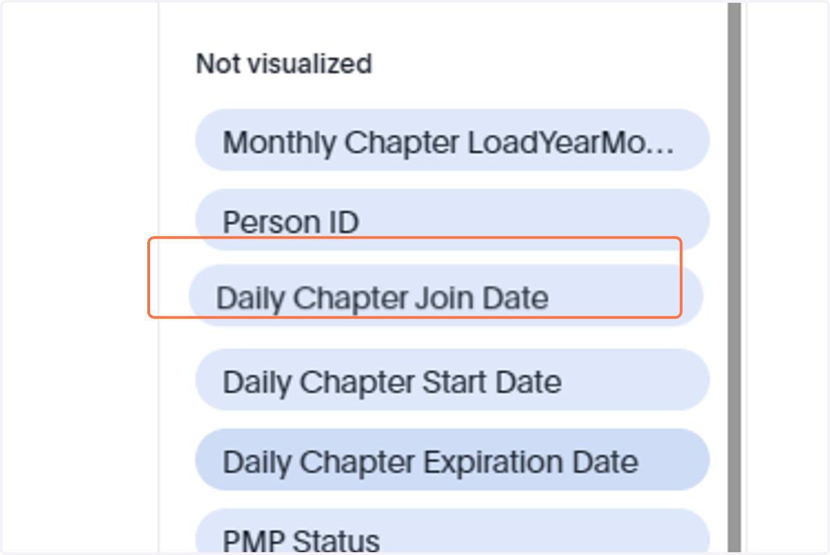 Drag Daily chapter Join Date from x-axis to "Not Visualized"