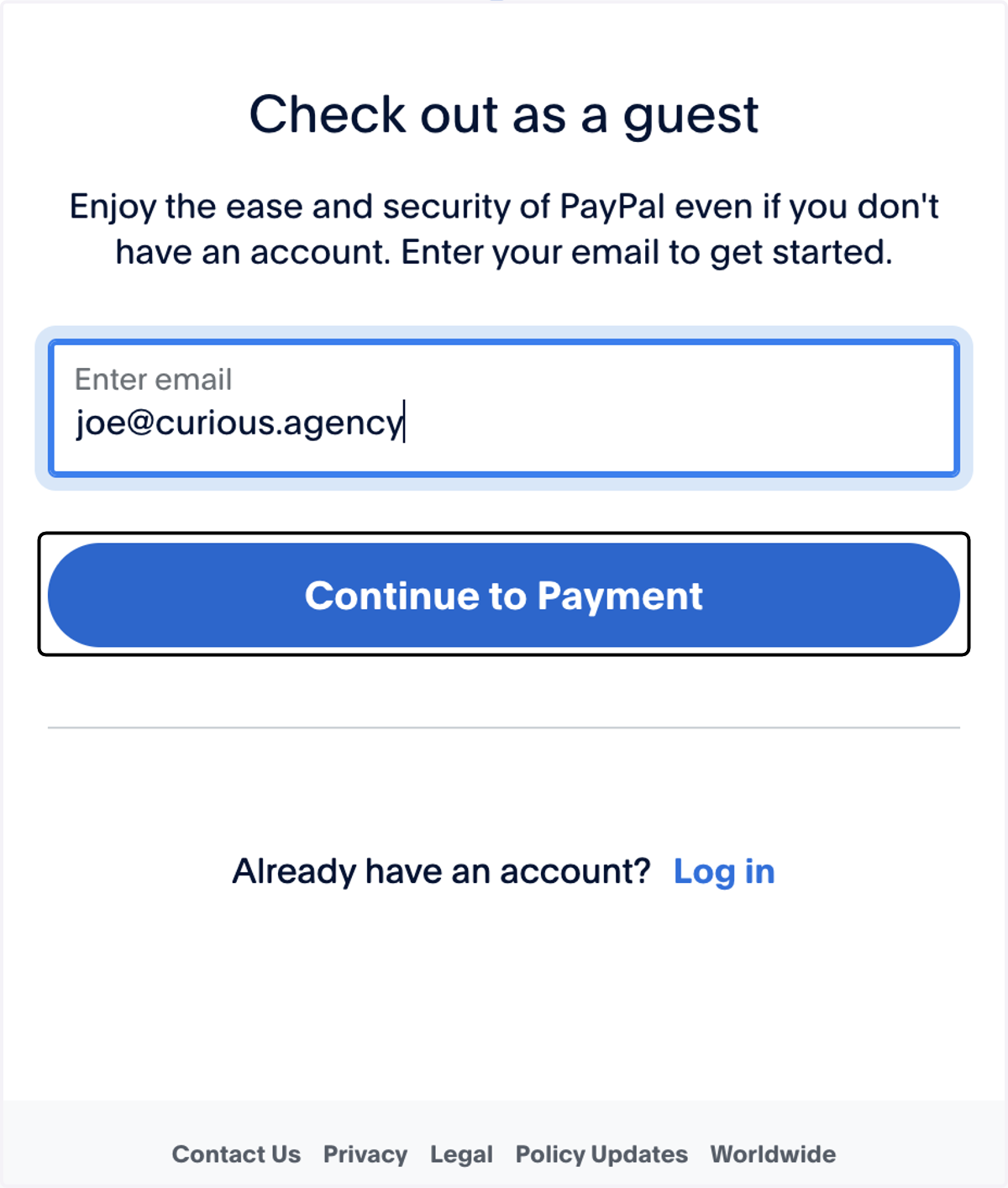 Click on Continue to Payment