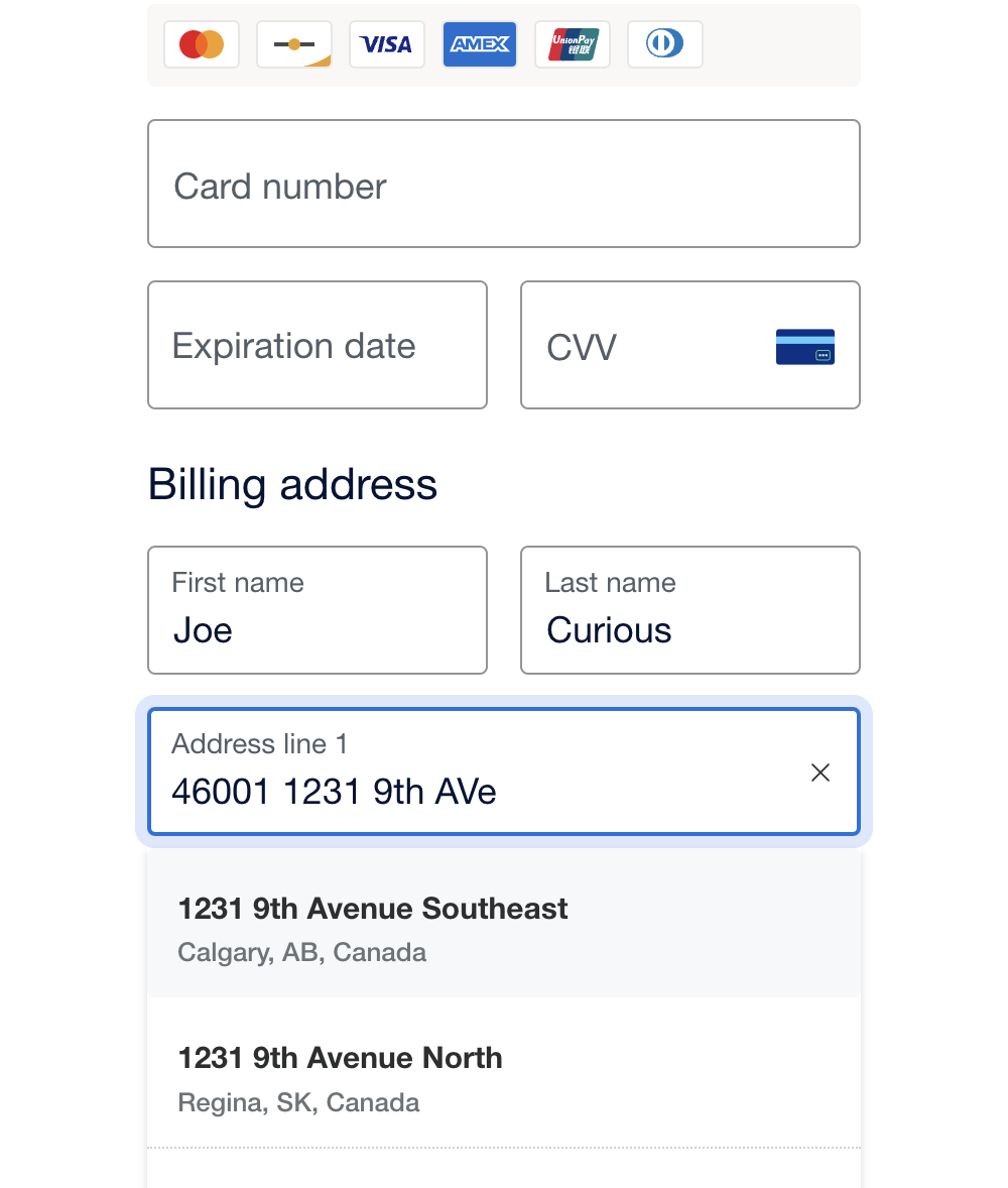 Enter your billing address.