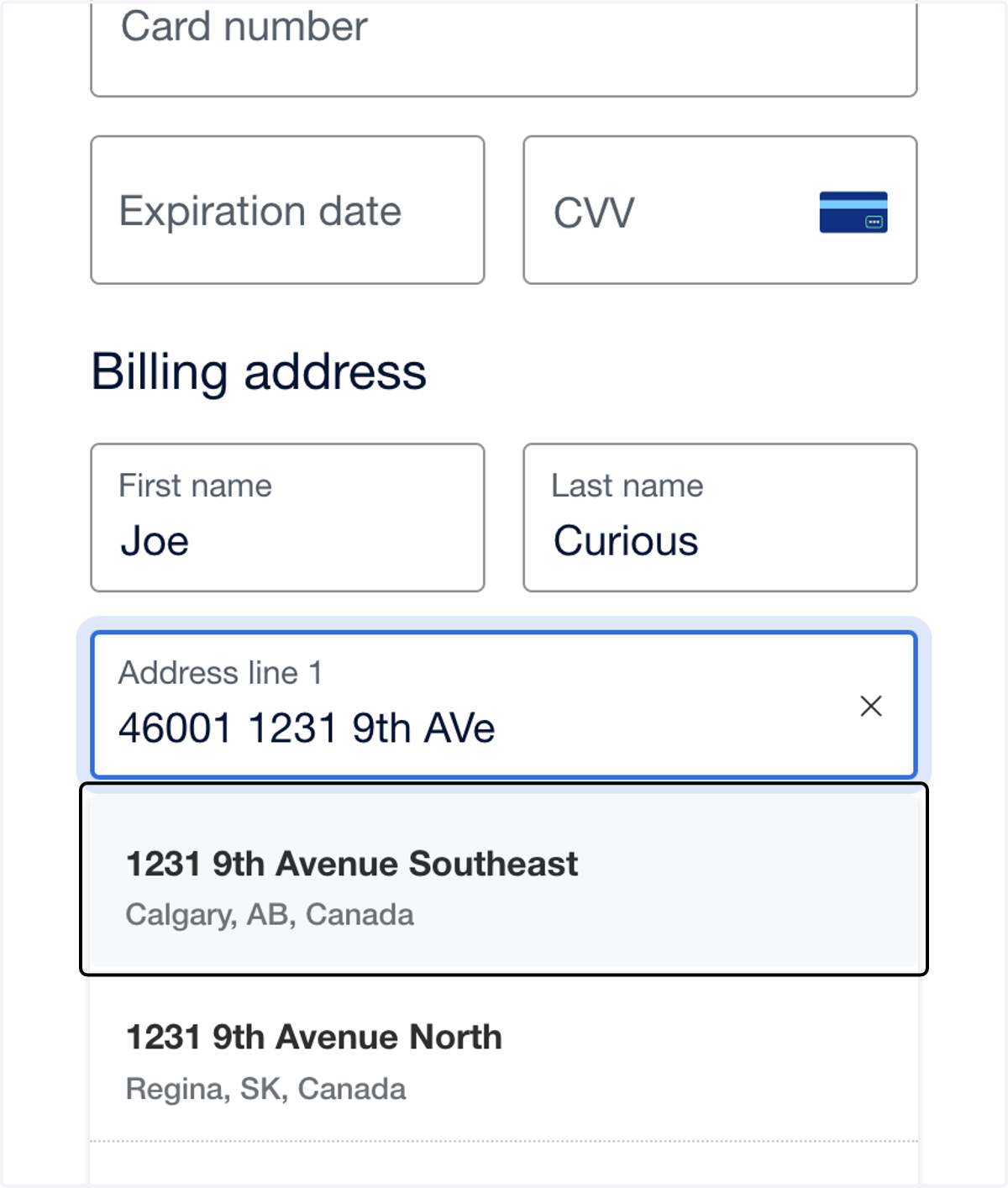 Enter your billing address.