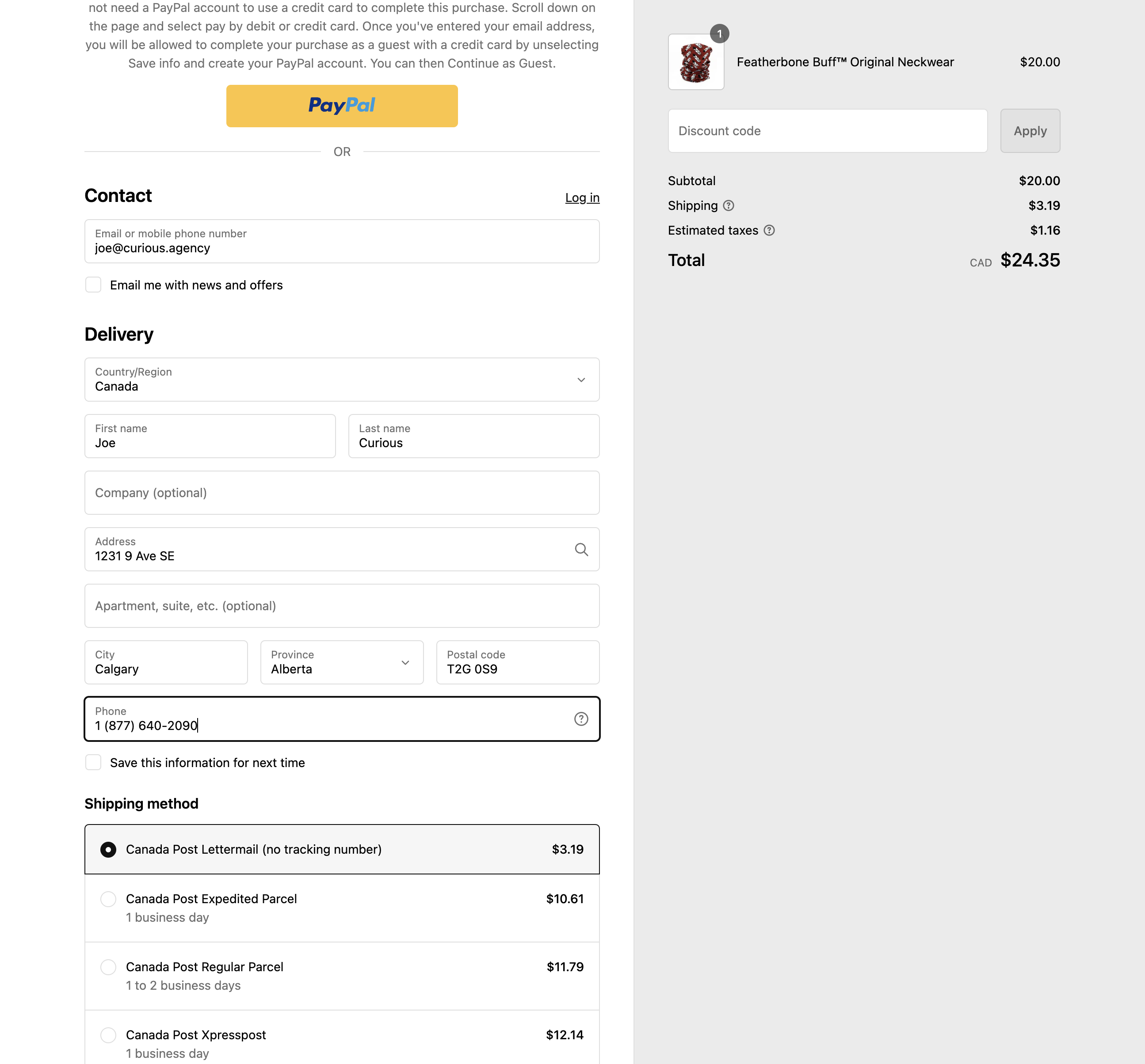 Select your preferred Shipping Method.