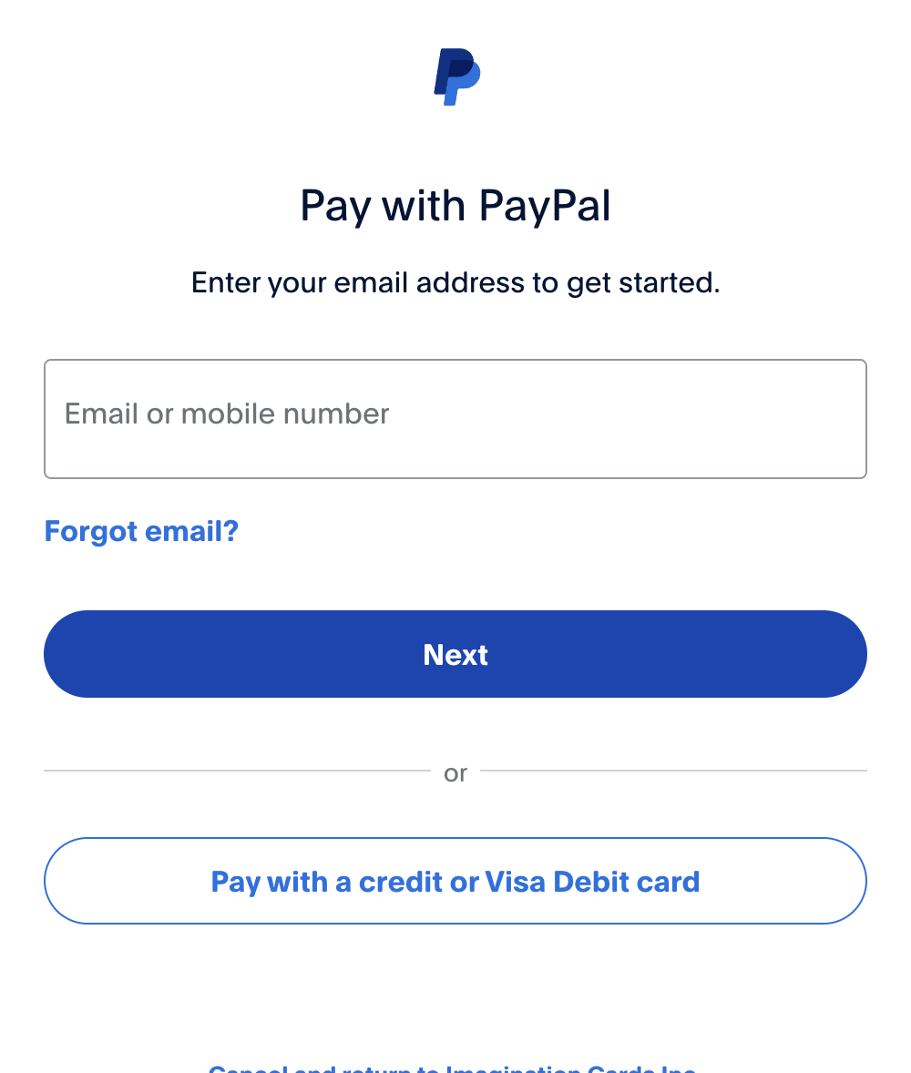 Click on Pay with a credit or Visa Debit card