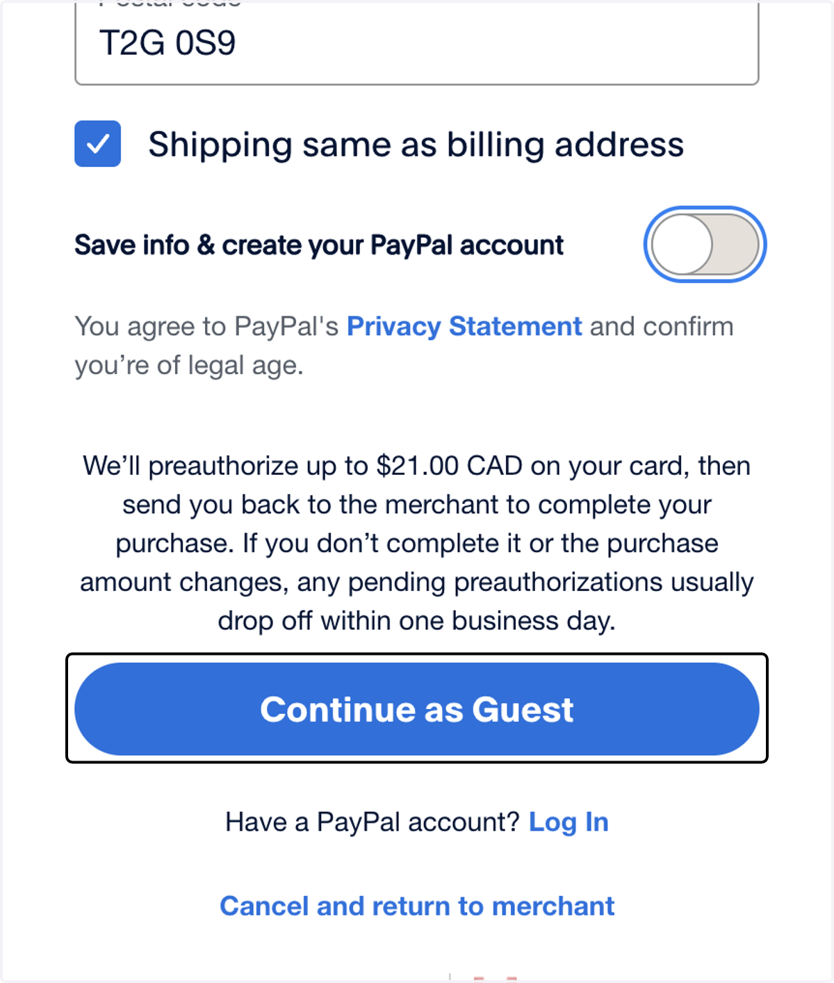 Click on Continue as Guest