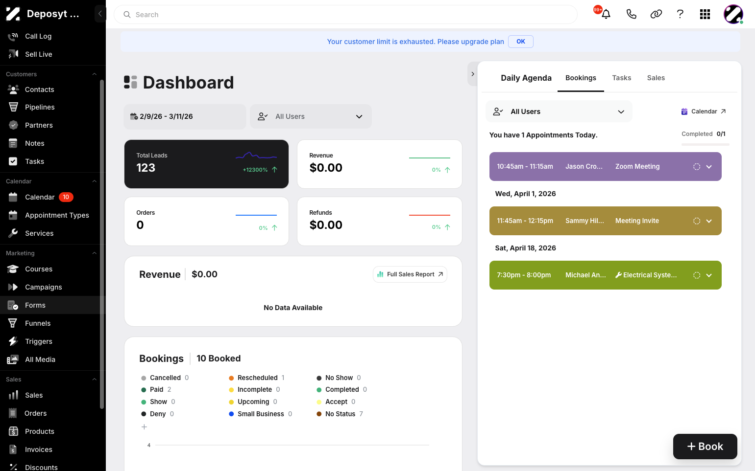 Step 1: On your Dashboard, navigate to the Forms tab under the Marketing section.