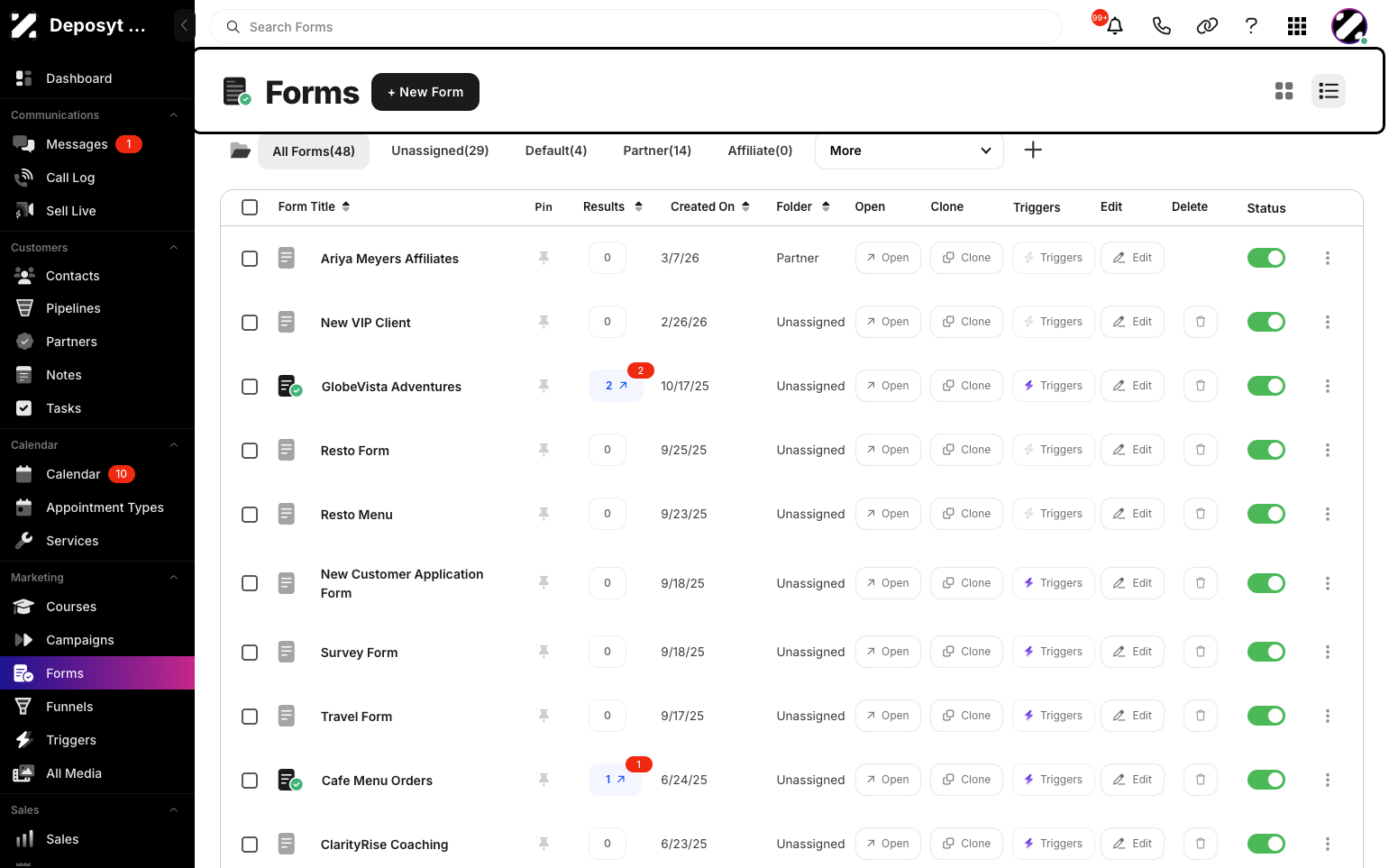 Step 2: You will then be navigated to Forms.