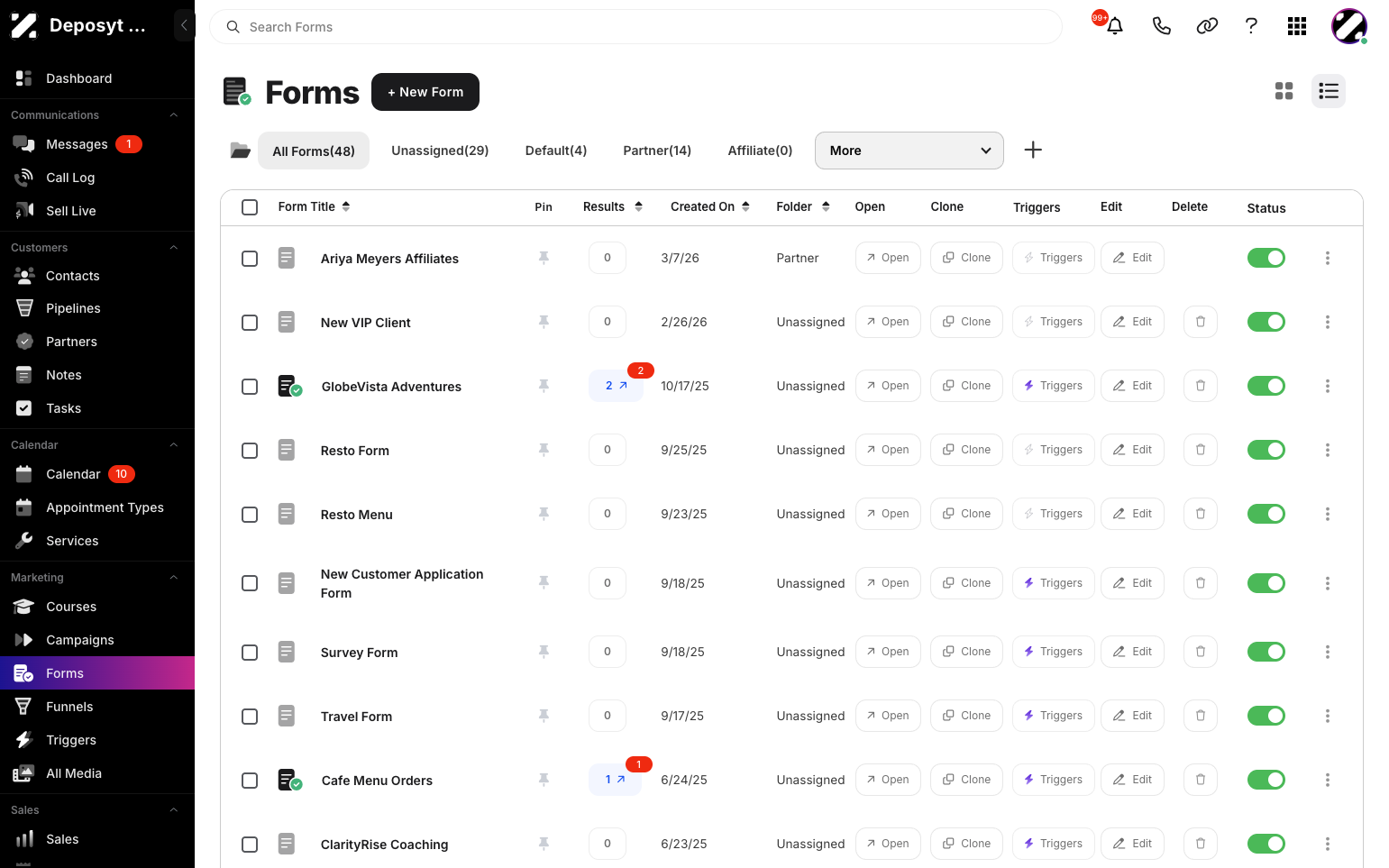 Step 3: Click the More dropdown button to view more folders.