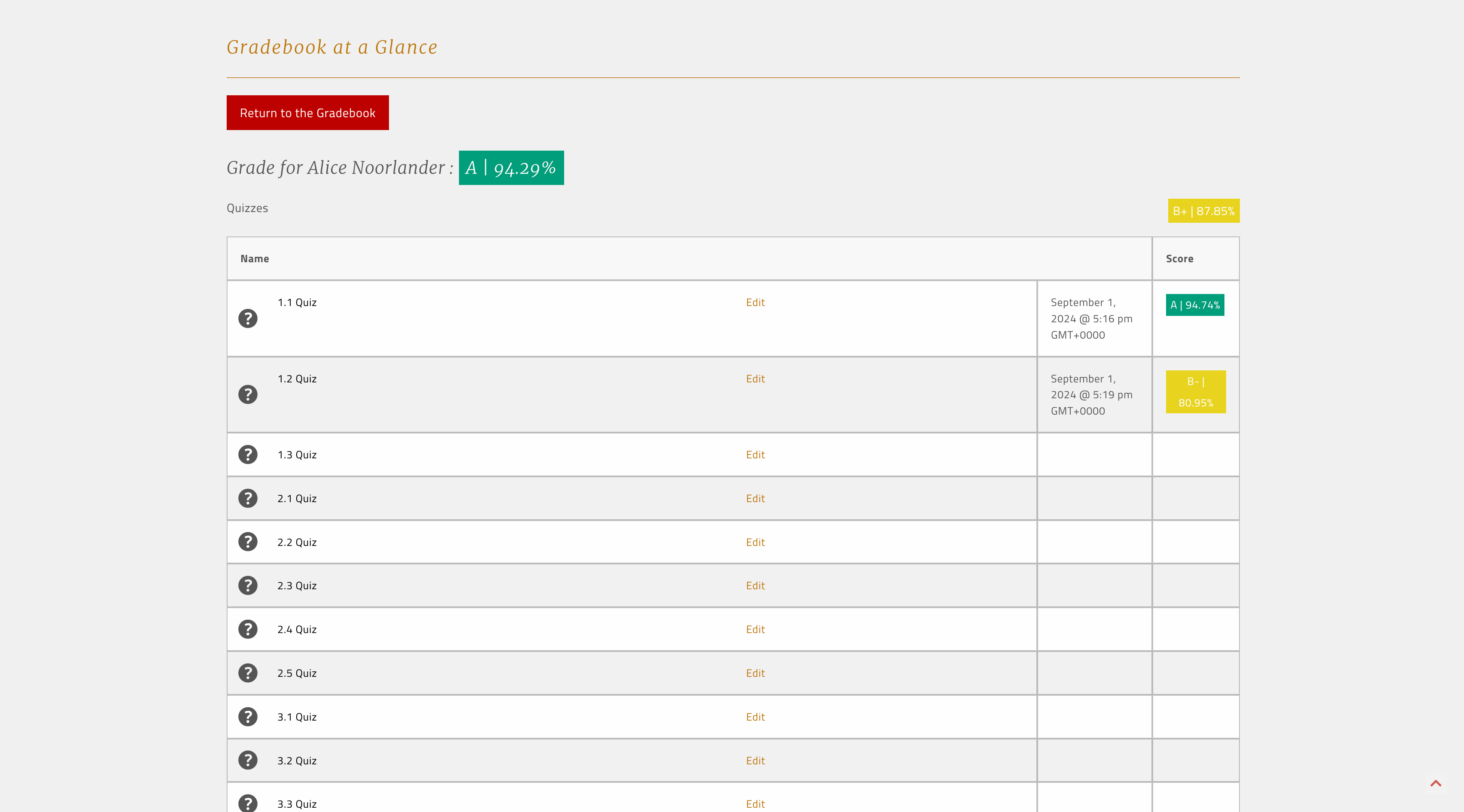 The new weighted grade will be reflected in the individual student view