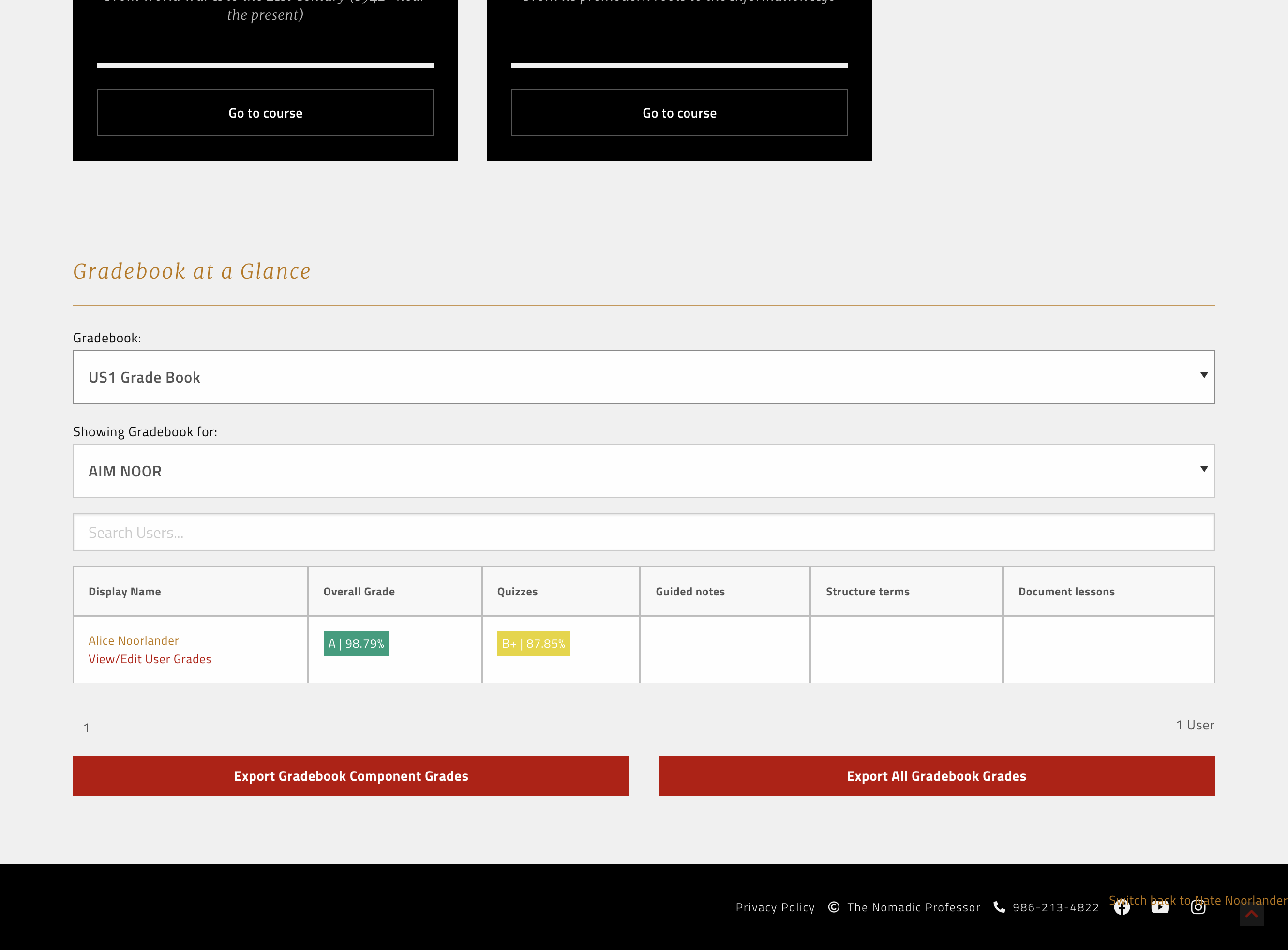 Click on View/Edit User Grades for the student in question
