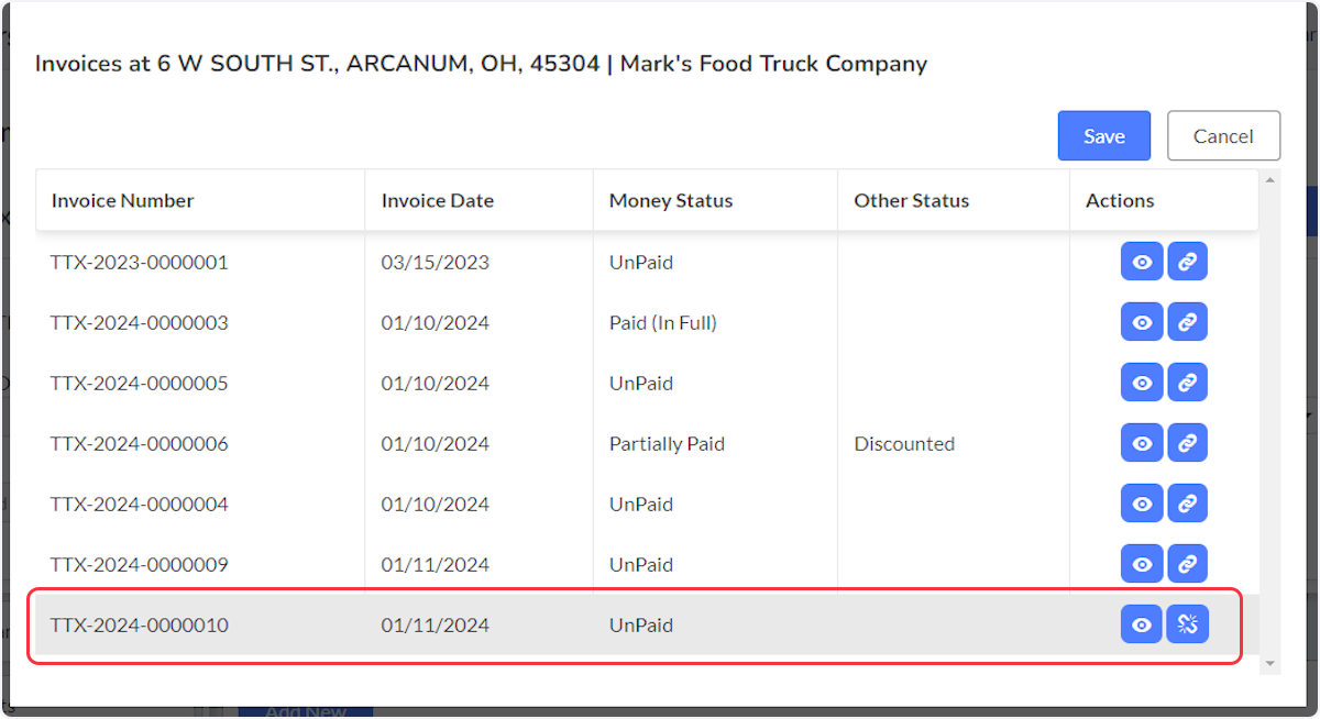 Example - Automatically linked Permit to the Invoice.