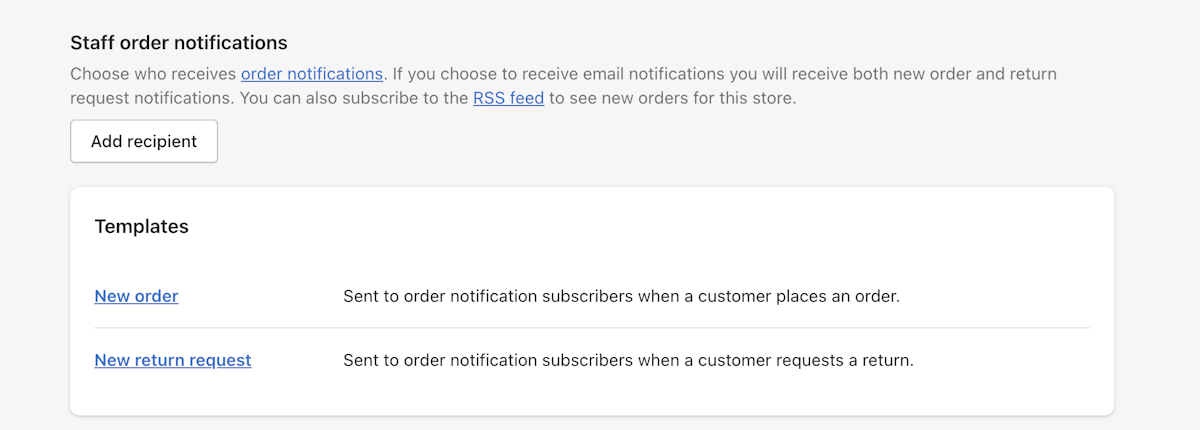 Scroll down to "Staff Order Notifications"