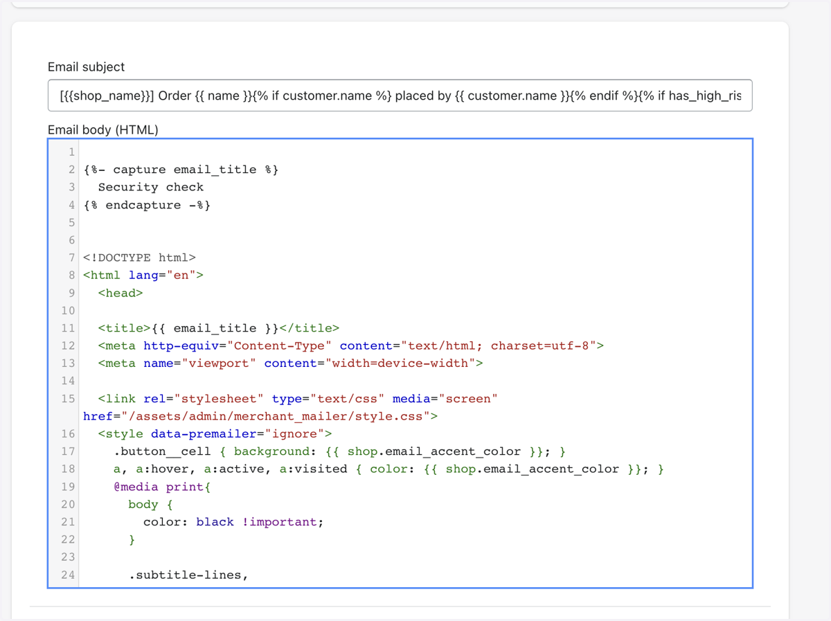 Paste provided snippet into template editor