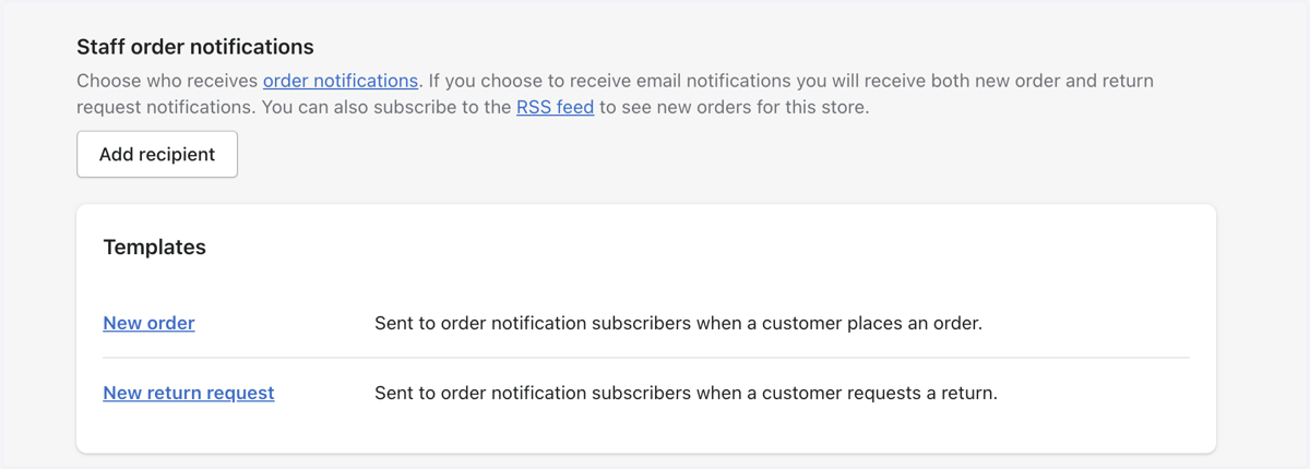 Scroll down to "Staff Order Notifications"
