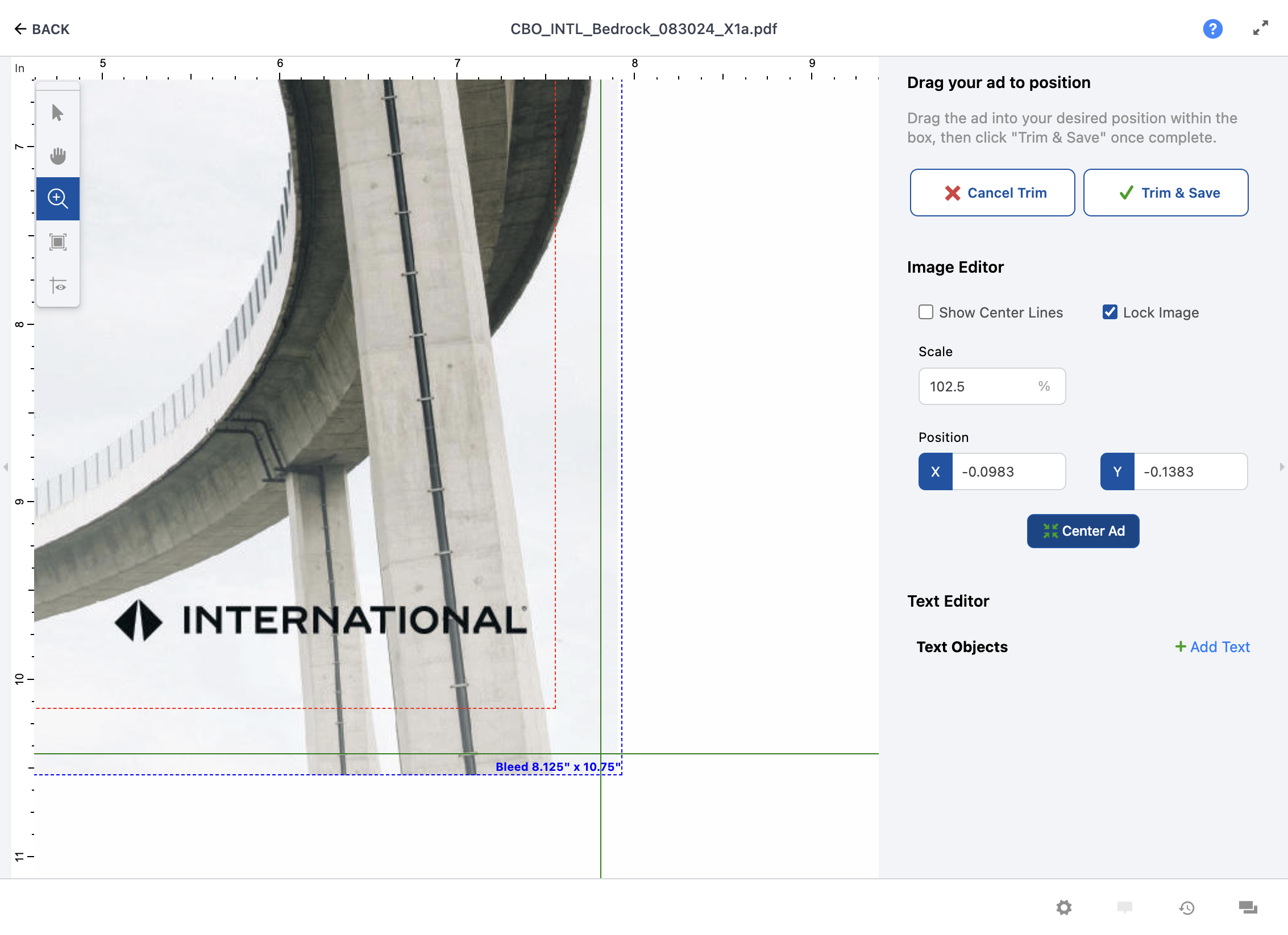 Click on Center Ad