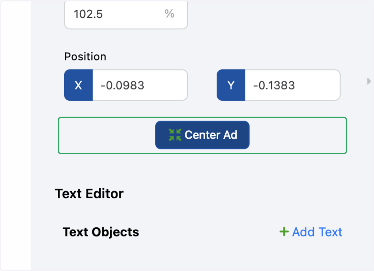 Click on Center Ad