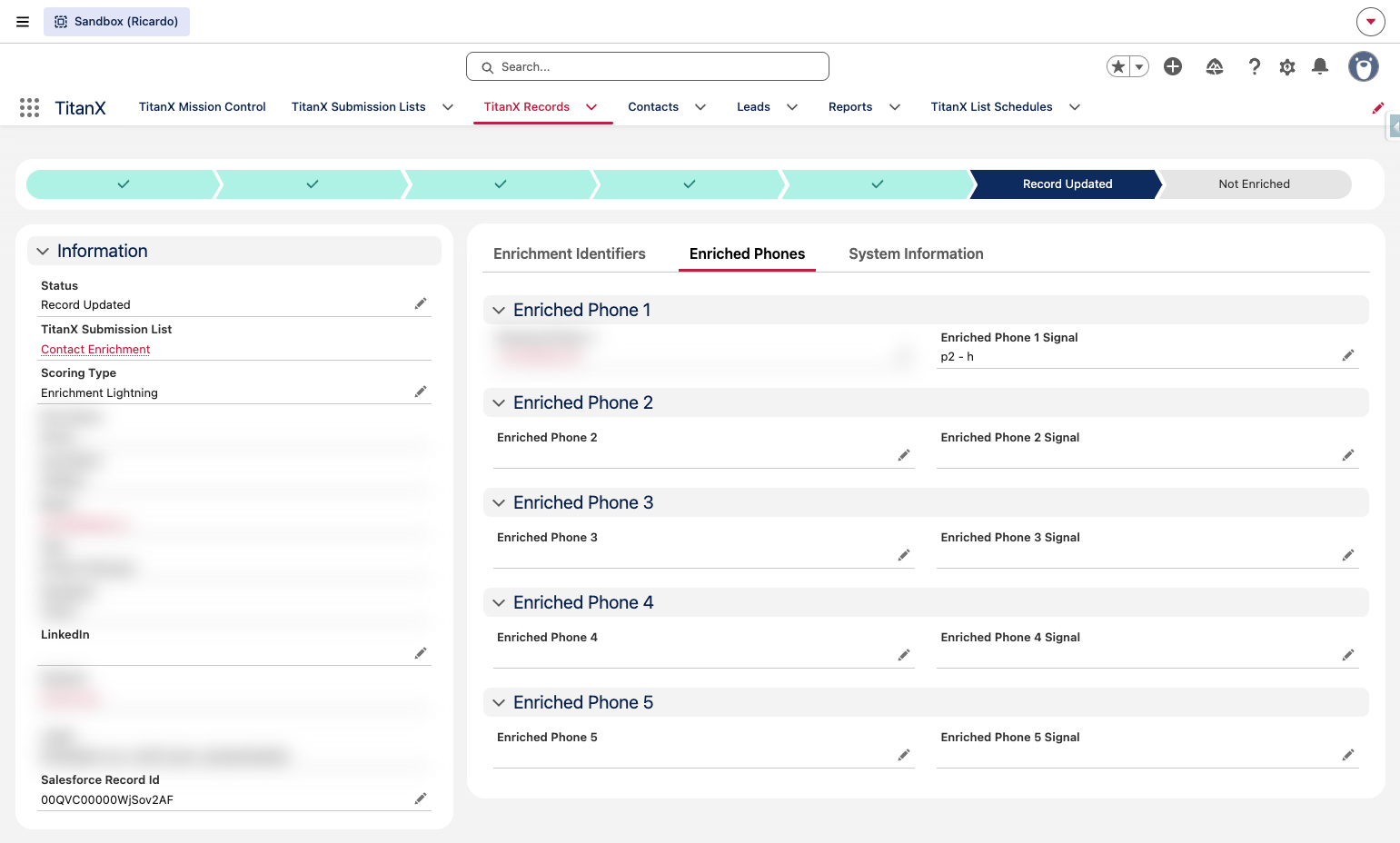 A. The Status will update once the job has updated B. Click on Enriched Phones tab to see the results