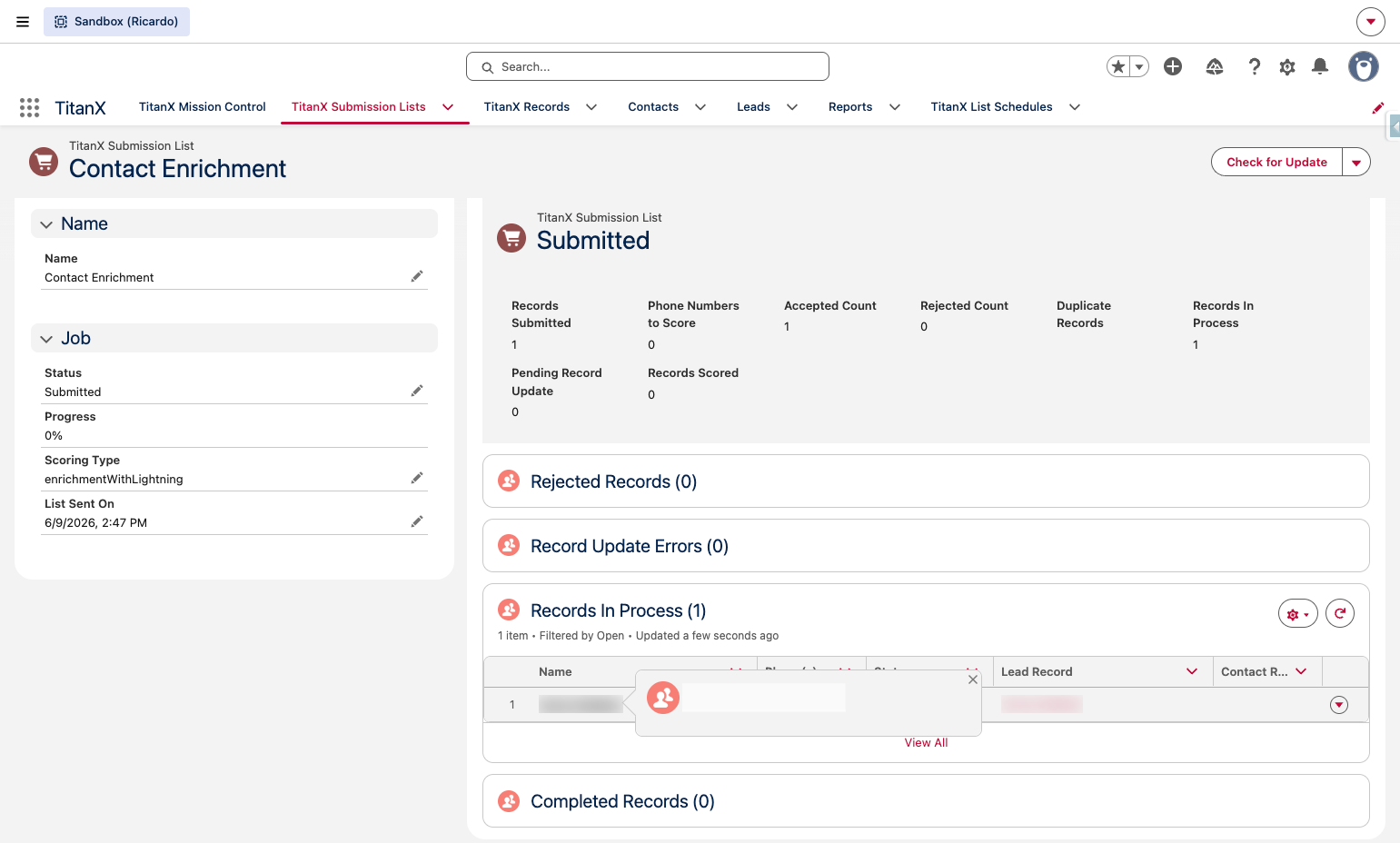 A. You can view details of the submission B. Click on the individual record
