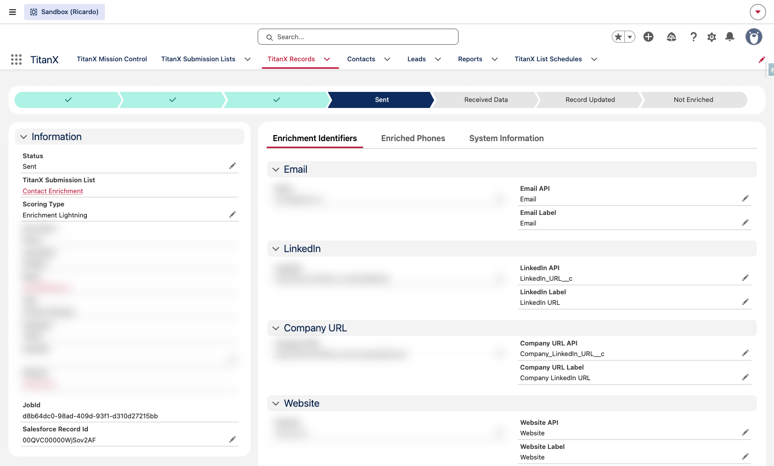 Here you will find all the information submitted for that record