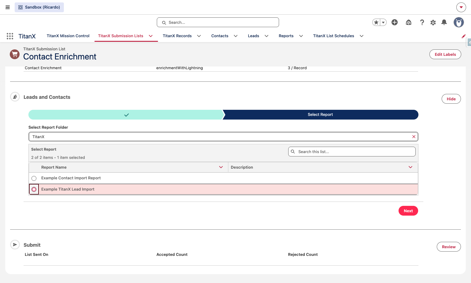 Select the report to find contacts/leads