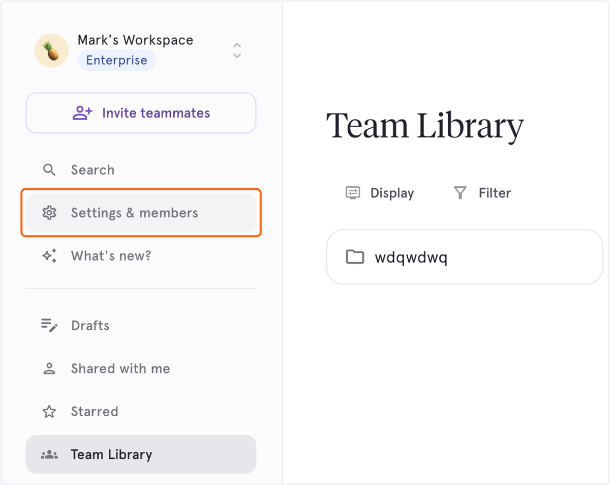 Click on Settings & members