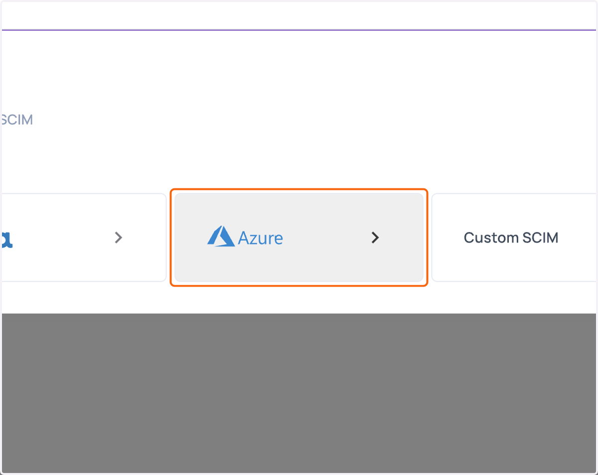 Click on the correct tile for your IDP. If you do not see your IDP listed, please use CUSTOM SCIM.