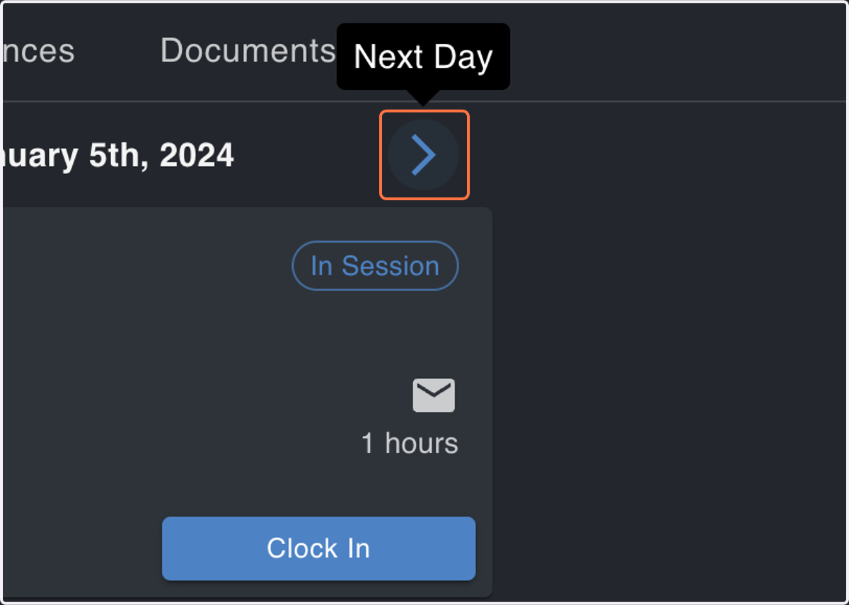 Navigate Days Using the Left/Right Arrows