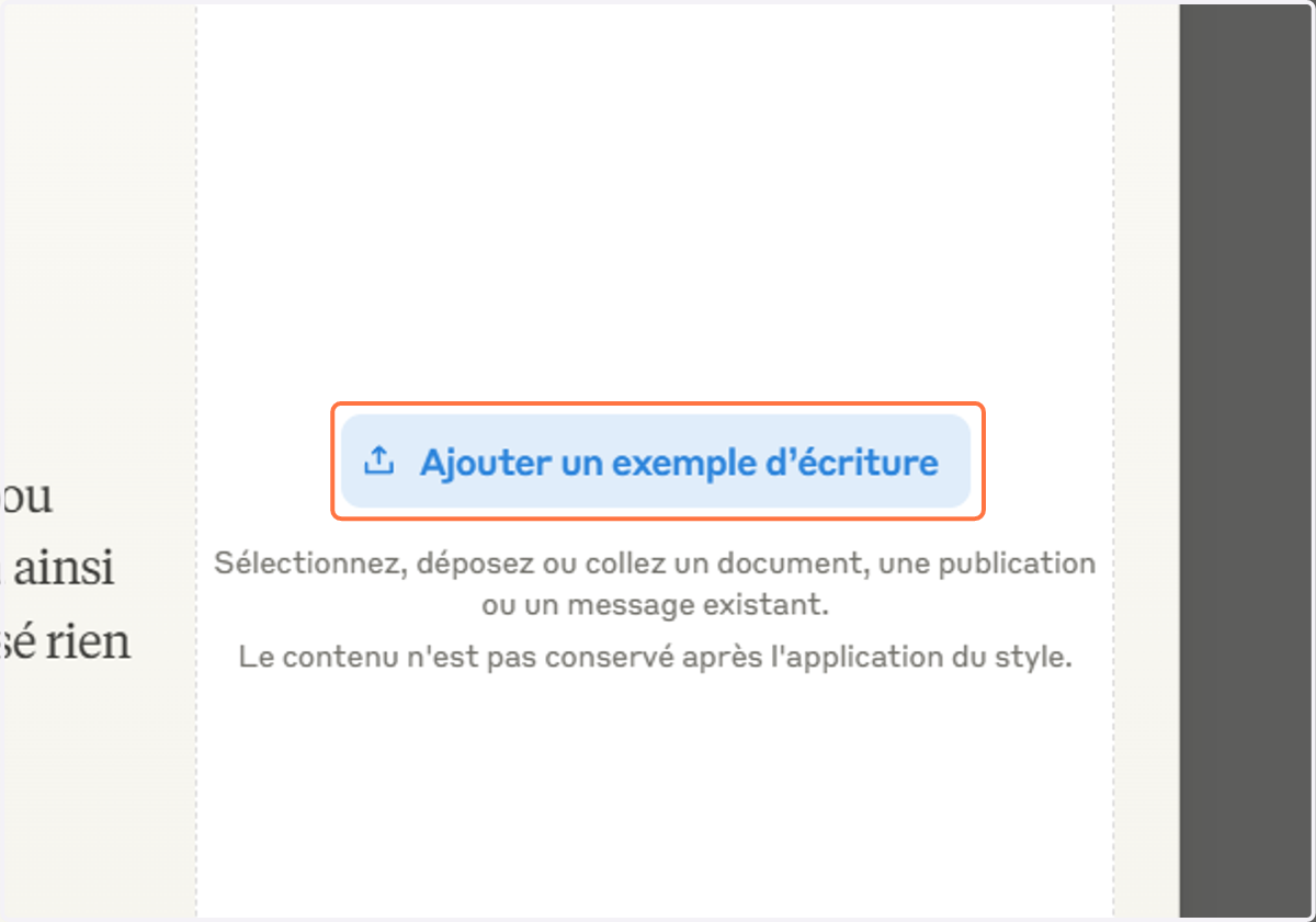 Cliquez sur Ajouter un exemple d’écriture
