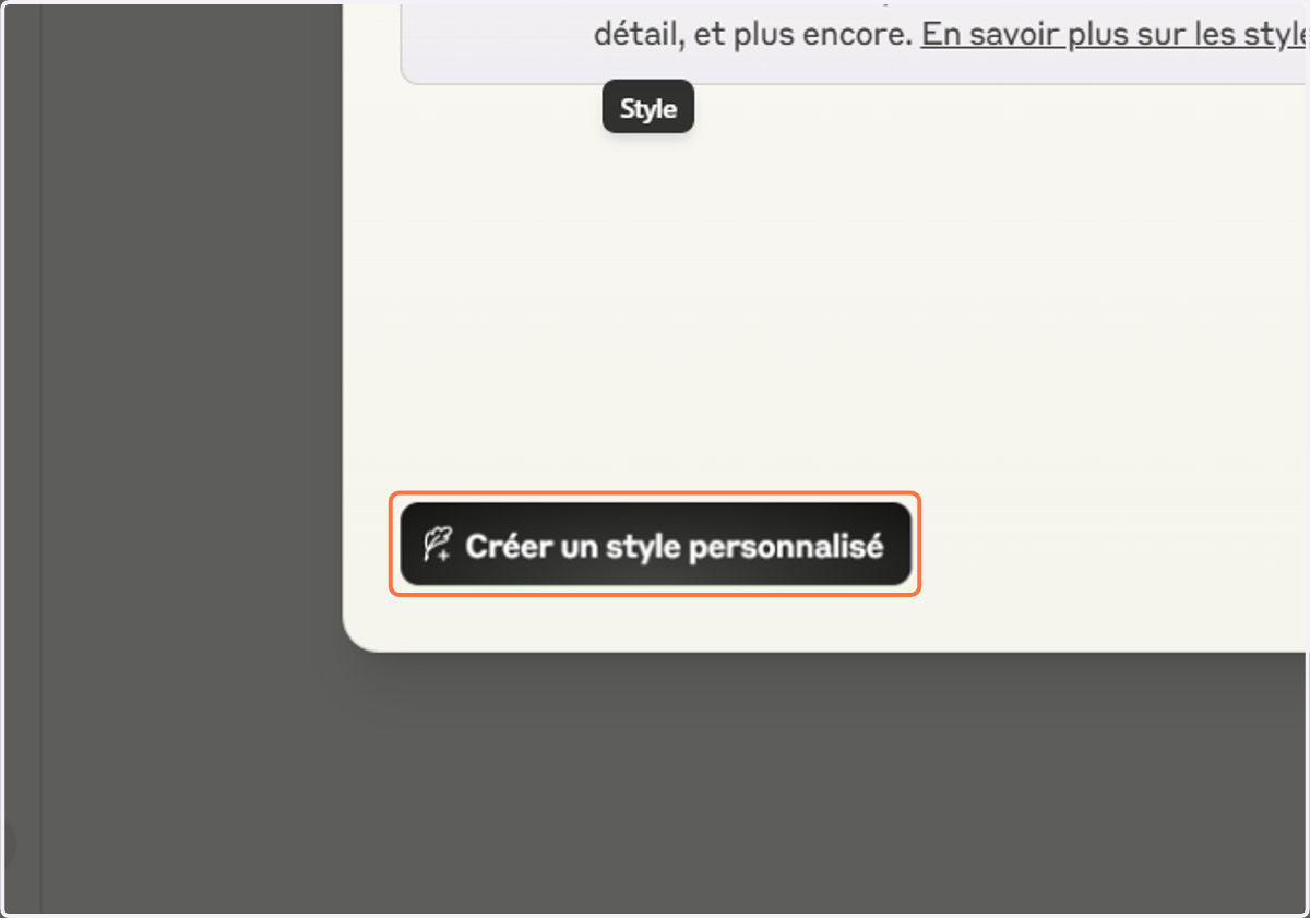 Cliquez sur Créer un style personnalisé