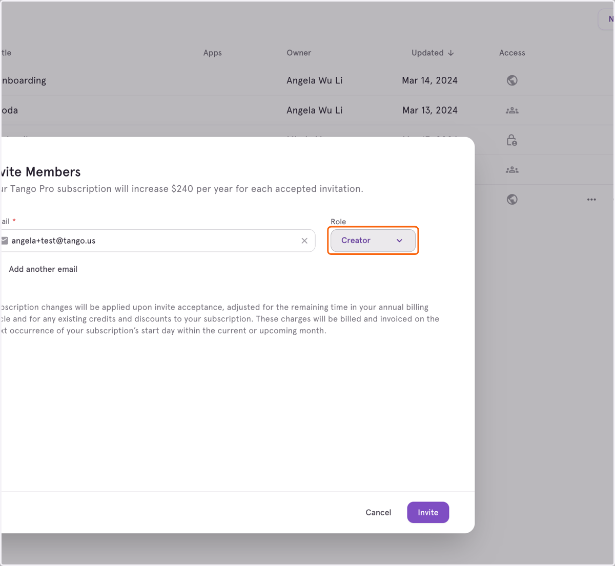 Select the user's role from the dropdown menu
