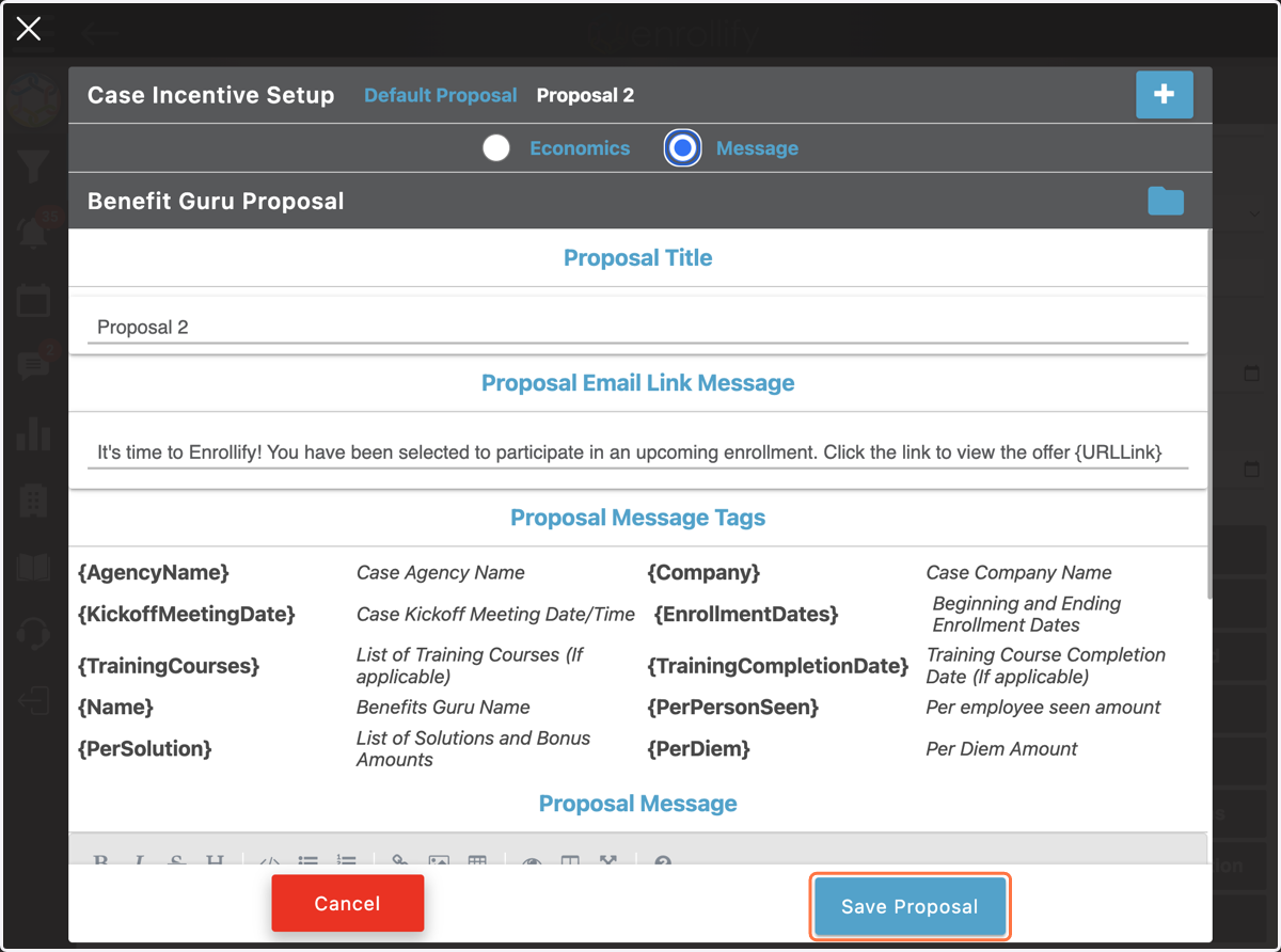 Once the new Incentive Setup & Proposal is complete, click Save Proposal