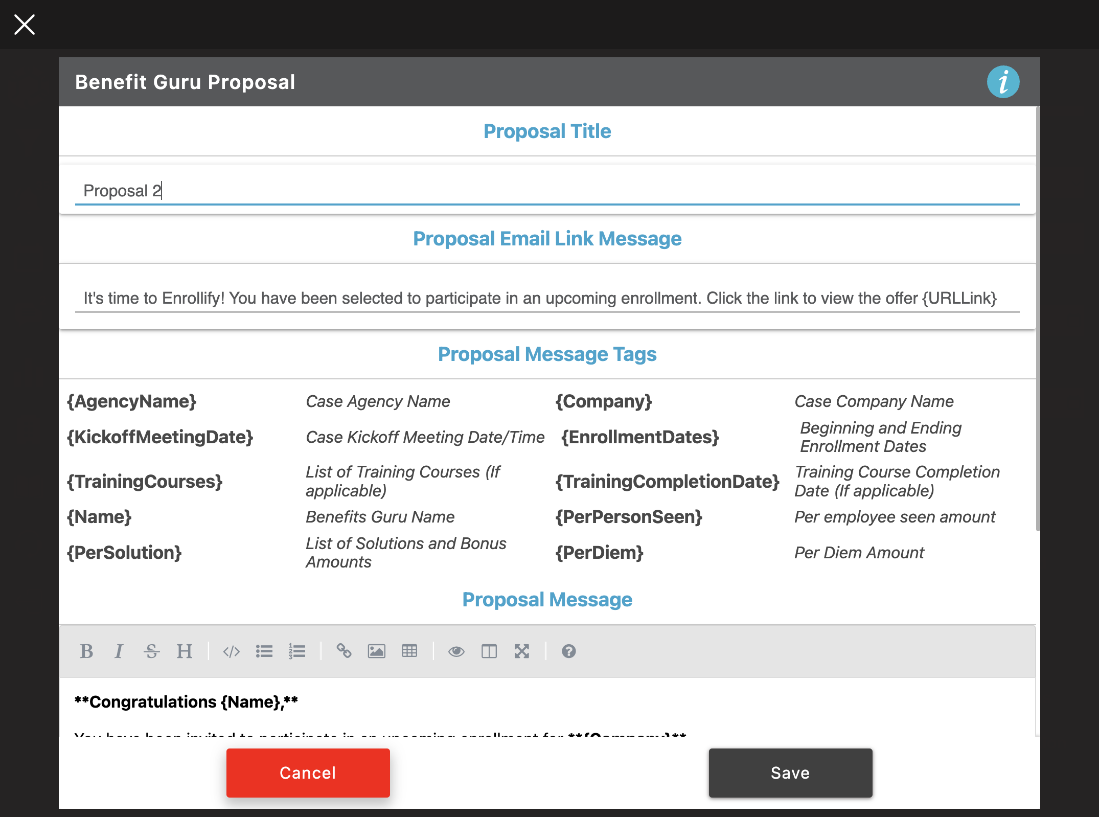 Rename the Proposal in the title field.