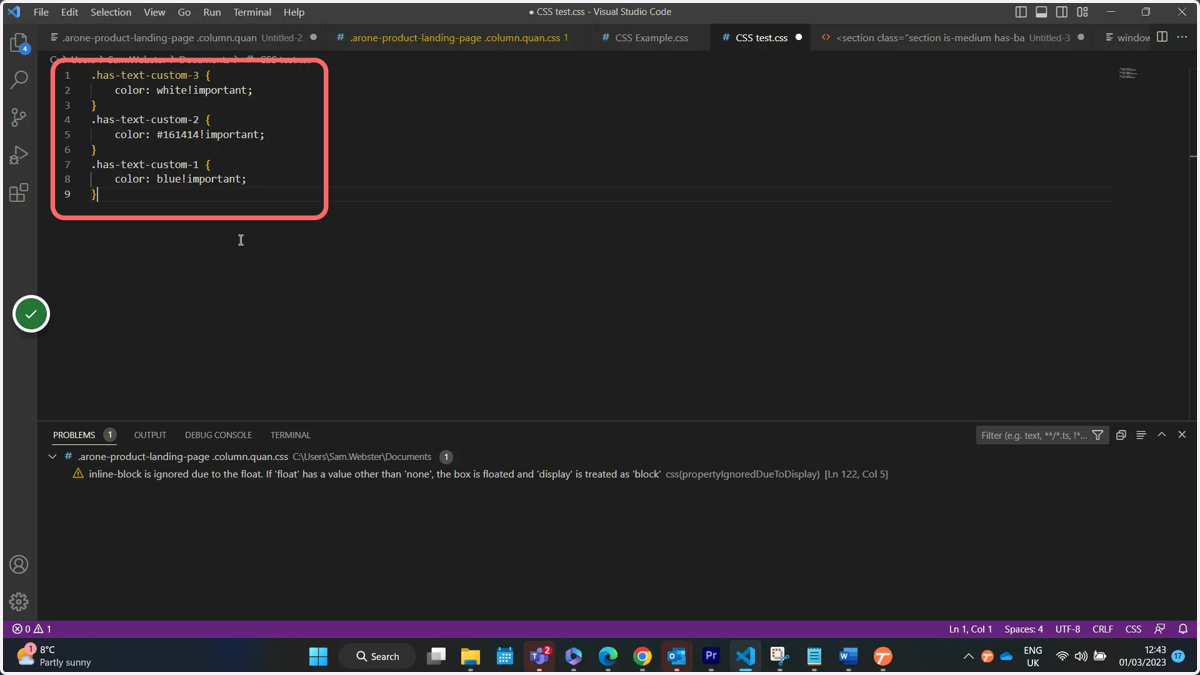 Paste your style rules into your CSS document