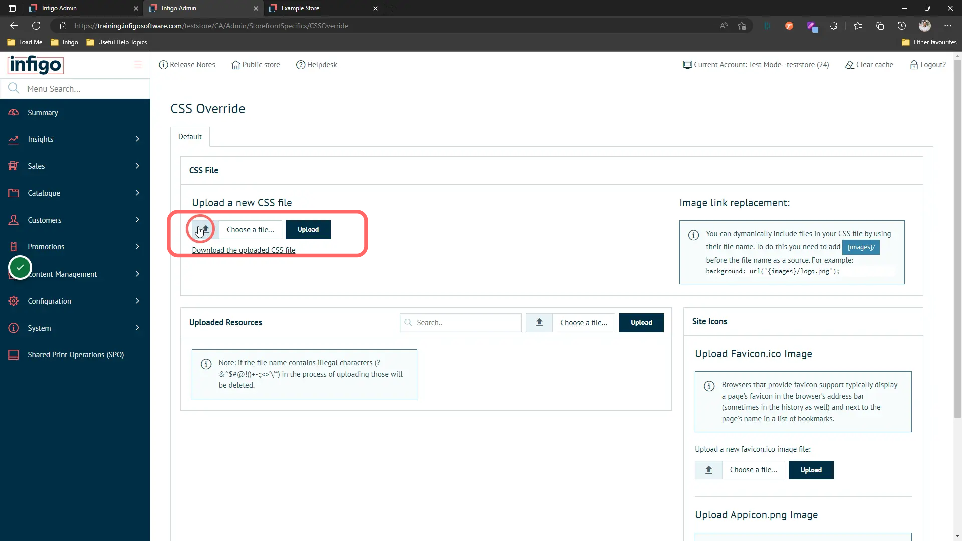 Upload your new or updated style sheet