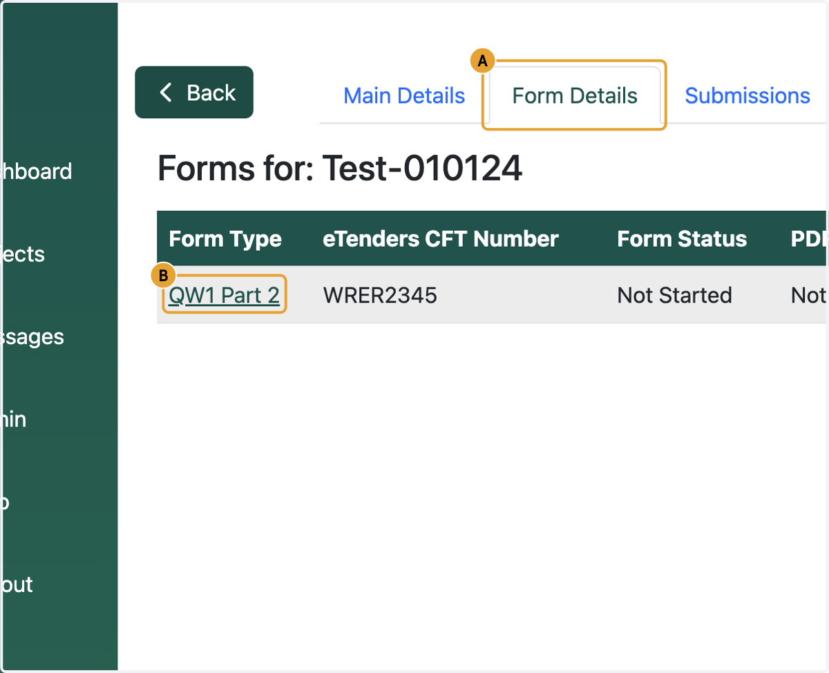 A. Click on form details B. Click on form type