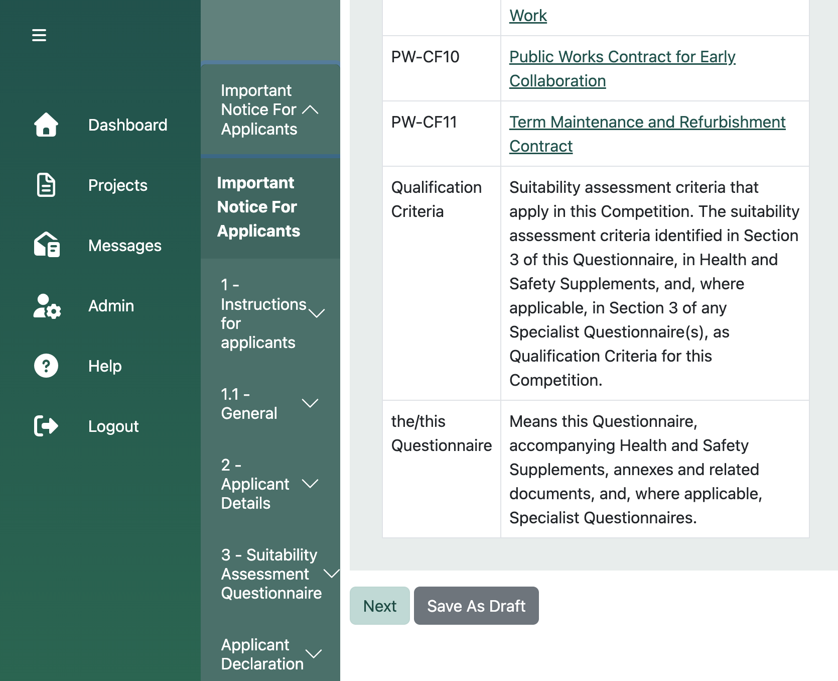 Click on next to fill go to the next section of the form