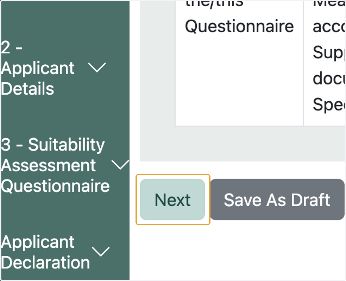 Click on next to fill go to the next section of the form