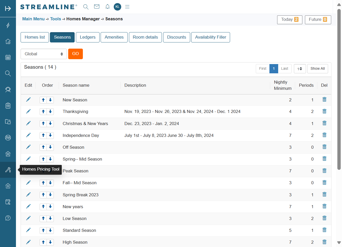 To push the night minimum update to your RevMax system, go to your Homes Pricing Tool. You can either search for it or click on the Homes Pricing Tool icon on the left panel of the screen.