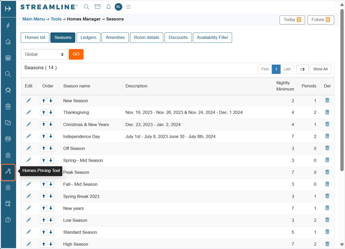 To push the night minimum update to your RevMax system, go to your Homes Pricing Tool. You can either search for it or click on the Homes Pricing Tool icon on the left panel of the screen.