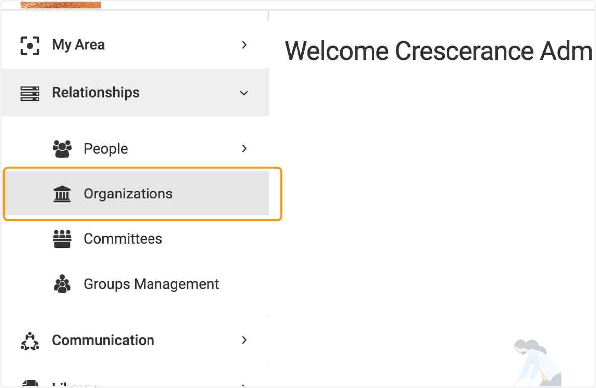 Click on Organizations
