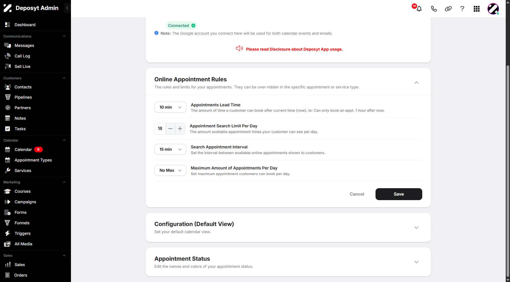 Step 8: Next is the appointment search limit per day. You can adjust the limit using the “–” and “+” buttons.