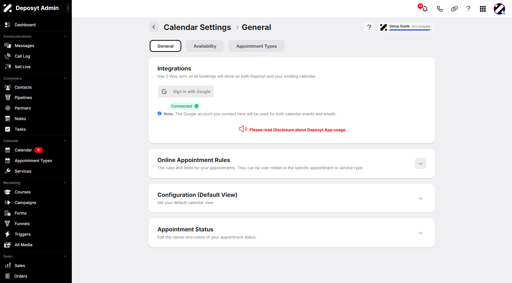 Step 5: Click the collapse icon for Online Appointment Rules to display the content.