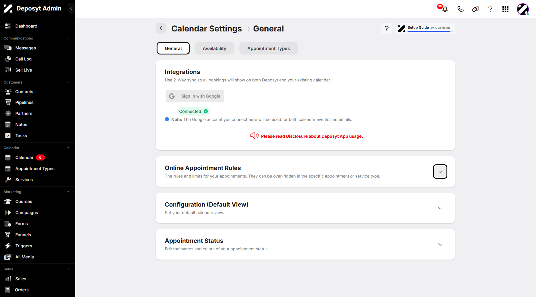 Step 5: Click the collapse icon for Online Appointment Rules to display the content.