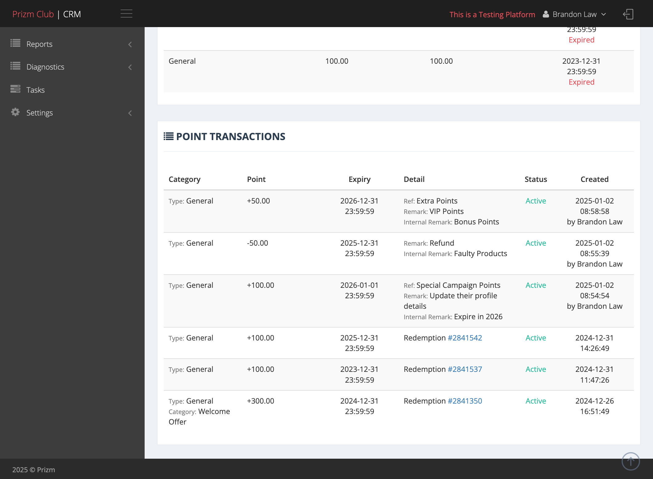 You can also check the Points Transaction to view the points earned and used.