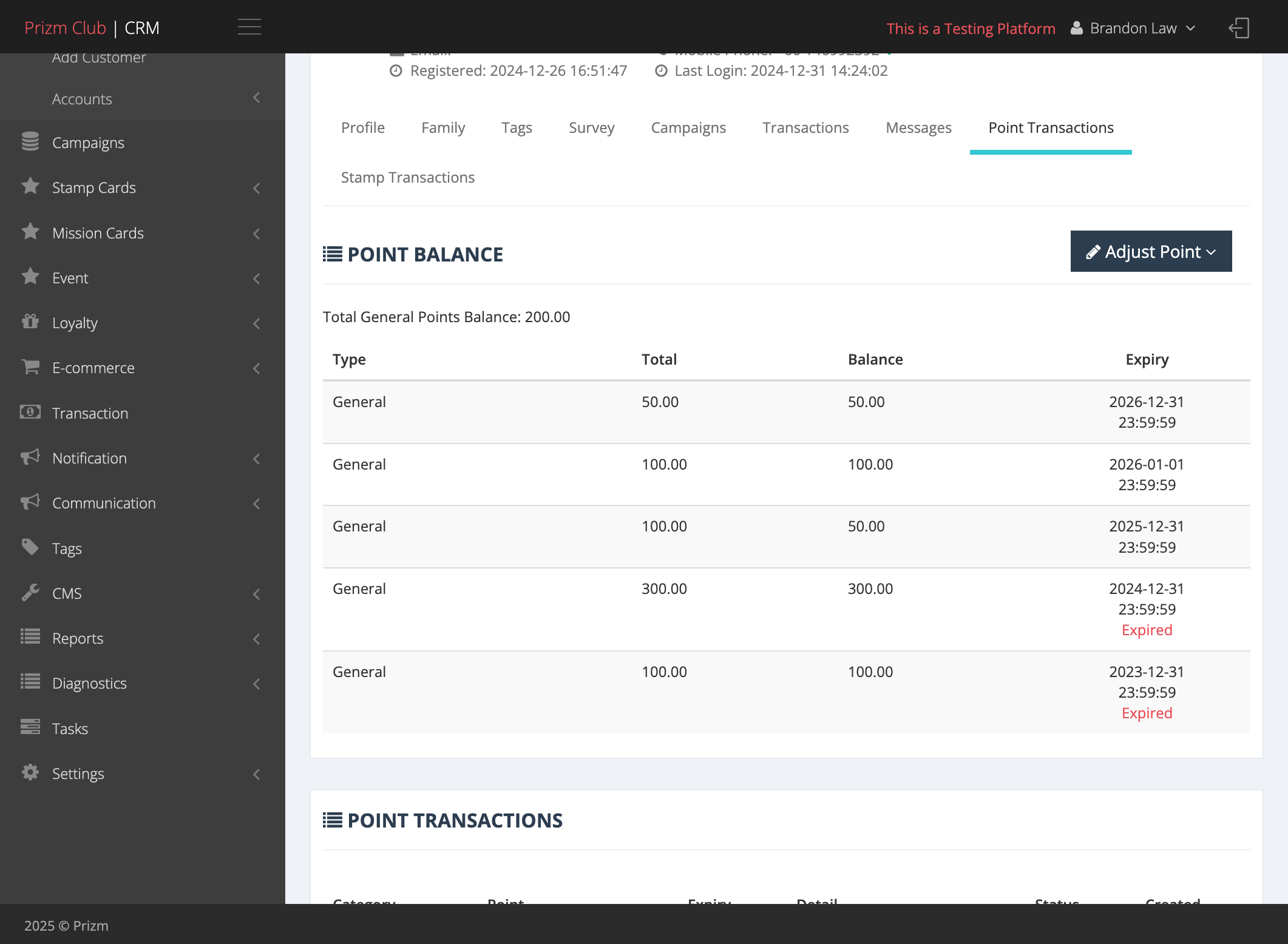 You can check the Point Balance and adjust the points manually if necessary.