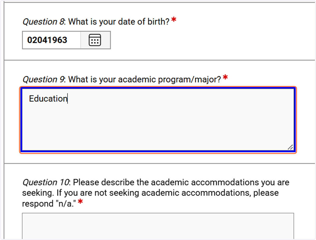 Fill in your major.